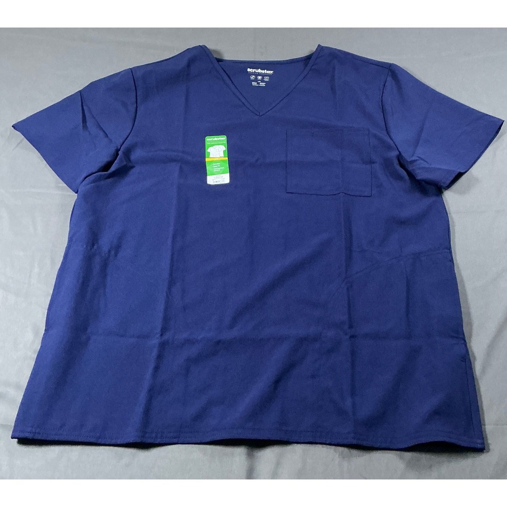 Scrubstar Unisex V-Neck Scrub Top Indigo Blue Large WM03T921 Core Essentials
